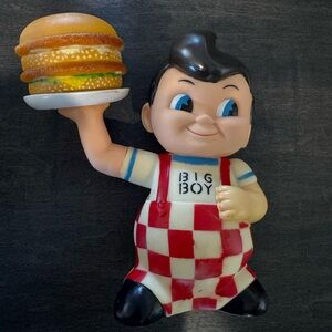 1973-1980 Big Boy Bank Checkerboard Vinyl Figure in Red & Cream